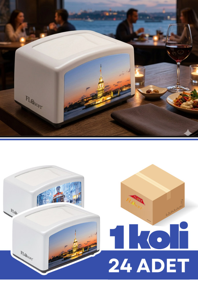 Flosoft F030 Nokta Peçetelik 24 Adet, Yatay Masaüstü Peçete Dağıtıcı 1 Koli=24 Adet