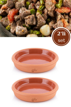 Elizi Çömlekleri 2 Adet Sırlı Toprak Kavurma Saç Kasesi, Toprak Etlik Kase 2’li Set SIRLI