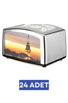 Flosoft F031 Krom Kaplama Nokta Peçetelik, Yatay Masaüstü Peçete Dağıtıcı 1 Koli=24 Adet