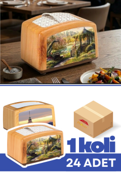 Flosoft F262 Meşe Görünümlü Peçetelik, Ahşap Desenli Yatay Masaüstü Peçete Dağıtıcı 1 Koli=24 Adet