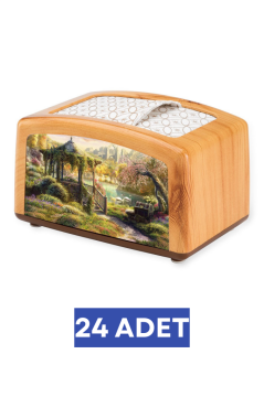 Flosoft F262 Meşe Görünümlü Peçetelik, Ahşap Desenli Yatay Masaüstü Peçete Dağıtıcı 1 Koli=24 Adet