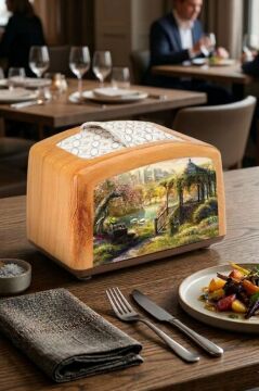 Flosoft F262 Meşe Görünümlü Peçetelik, Ahşap Desenli Yatay Masaüstü Peçete Dağıtıcı 1 Koli=24 Adet