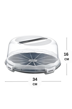 Flosoft Kek Pasta Börek Saklama Kabı, Kilitli Borcam Taşıma Fanusu 34cm Büyük Boy Siyah