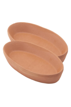 Elizi Çömlekleri 2 Adet Toprak Kayık Kase, Kayık Güveç Fırın Kabı 2’li Set Küçük Boy (23x12cm)