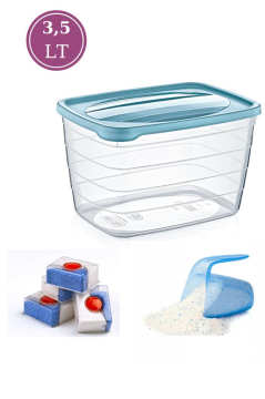 Flosoft 2’li Tablet ve Deterjan Saklama Kutusu, Un Bakliyat Saklama Kabı Seti 3,5+3,5 Litre