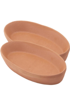 Elizi Çömlekleri 2 Adet Toprak Kayık Kase, Kayık Güveç Fırın Kabı 2’li Set Orta Boy (26x14cm)