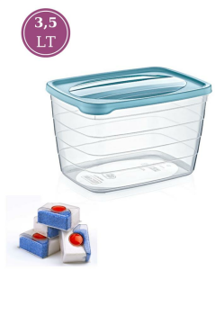 Flosoft 2'li Tablet ve Deterjan Saklama Kutusu, Un Bakliyat Saklama Kabı Set 6Lt+3,5Lt