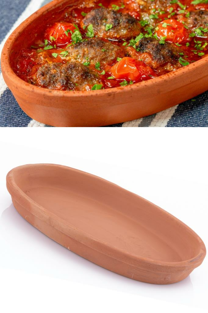 Elizi Çömlekleri Toprak Kayık Kase, Toprak Kayık Güveç Fırın Kabı Büyük Boy (32x16cm)