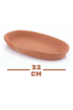 Elizi Çömlekleri Toprak Kayık Kase, Toprak Kayık Güveç Fırın Kabı Büyük Boy (32x16cm)