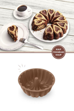 Kalp Desenli Yuvarlak Silikon Kek Kalıbı 23 cm