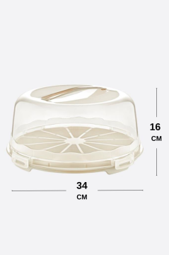 Flosoft Kek Pasta Börek Saklama Kabı, Kilitli Borcam Taşıma Fanusu 34cm Büyük Boy