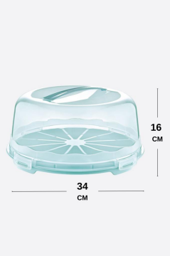 Flosoft Kek Pasta Börek Saklama Kabı, Kilitli Borcam Taşıma Fanusu 34cm Büyük Boy Yeşil