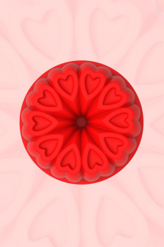 Kalp Desenli Yuvarlak Silikon Kek Kalıbı 23 cm Kırmızı