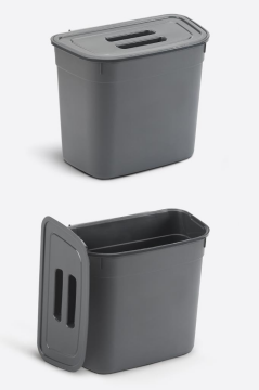 Flosoft Dolap İçi Kapaklı Asılabilir Çöp Kovası, Dolap Kapağı Askılı Çöp Kutusu 7 litre Füme