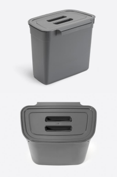 Flosoft Dolap İçi Kapaklı Asılabilir Çöp Kovası, Dolap Kapağı Askılı Çöp Kutusu 7 litre Füme