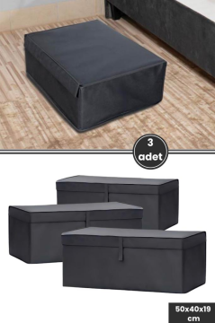 Baza Kutu Hurç, Yatak Kanepe Baza Altı Düzenleyici Su Geçirmez Mukavva Destekli 3 Adet ANTRASİT