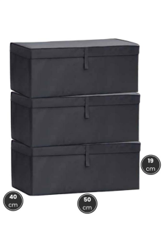 Baza Kutu Hurç, Yatak Kanepe Baza Altı Düzenleyici Su Geçirmez Mukavva Destekli 3 Adet ANTRASİT