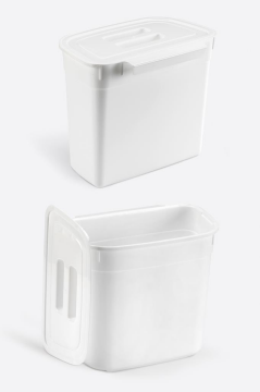 Flosoft Dolap İçi Kapaklı Asılabilir Çöp Kovası, Dolap Kapağı Askılı Çöp Kutusu 7 litre Beyaz