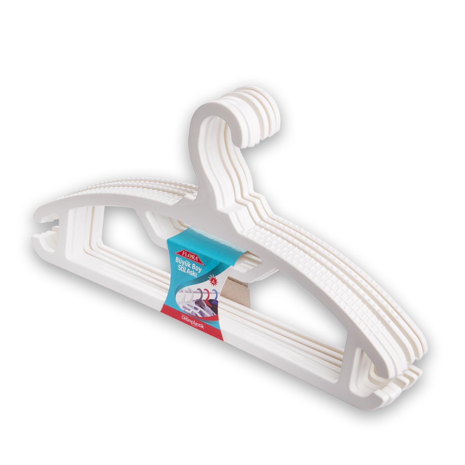 FLORA BÜYÜK BOY STİL ELBİSE ASKISI 6'LI F168 Beyaz