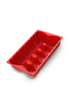 Kalp Desenli Risotto Silikon Baton Kek Kalıbı 26x16 cm Kırmızı