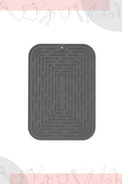 Bulaşık Kurutma Matı, Bulaşıklık - Su Toplamaz Silikon Bulaşık Altlığı Orta Boy 36x25 cm ANTİRASİT