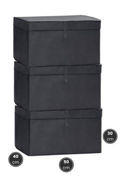 Maxi Kutu Hurç, Çarşaf Nevresim Yastık Kıyafet Düzenleyici Mukava Destekli (50x40cm) 3 Adet Antrasit