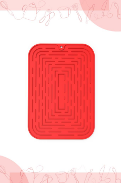 Bulaşık Kurutma Matı, Bulaşıklık - Su Toplamaz Silikon Bulaşık Altlığı Orta Boy 36x25 cm Kırmızı