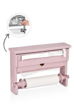 Flosoft 3’lü Folyoluk / Streçlik - Kağıt Havluluk - Folyoluk 3’ü Bir Arada Pembe