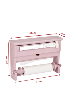 Flosoft 3’lü Folyoluk / Streçlik - Kağıt Havluluk - Folyoluk 3’ü Bir Arada Pembe