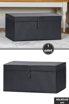 Mega Kutu Hurç, Yastık Çarşaf Kıyafet Dolap Düzenleyici Mukavva Destekli (60x40cm) 1 Adet Antrasit