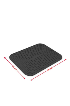 Bulaşık Kurutma Matı, Bulaşıklık - Su Toplamaz Silikon Bulaşık Altlığı Orta Boy 36x25 cm Siyah