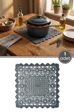 Silikon Kare Dantel Nihale 22 cm, Isıya Dayanıklı Kaymaz Tezgah Üstü Koruyucu Mat Tencere Altlığı