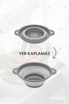 Katlanabilir Yuvarlak Süzgeç 1,8 Litre GRİ