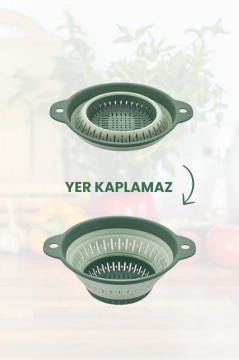 Katlanabilir Yuvarlak Süzgeç 1,8 Litre YEŞİL