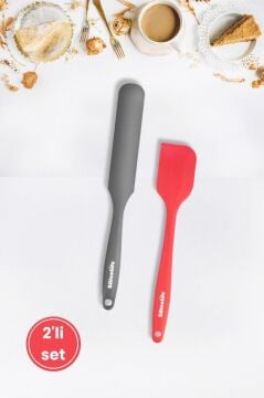 2’li Pasta Spatula Seti, Silikon Yanmaz Yapışmaz Spatula ve Çikolata Krema Reçel Sıvama Bıçağı Seti