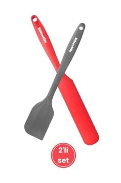 2’li Pasta Spatula Seti, Silikon Yanmaz Yapışmaz Spatula ve Çikolata Krema Reçel Sıvama Bıçağı Seti