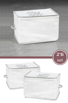 2’li İpli Kazak Hurcu Set, Yatak Baza Kanepe Altı Kıyafet Çamaşır Eşarp Düzenleyici (30x20cm) 2 Adet