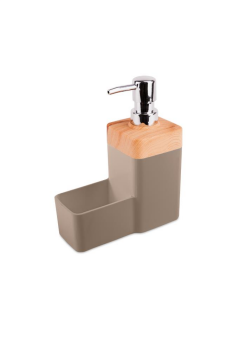 Bambu Desenli Süngerli Mutfak Sabunluğu & Bulaşık Deterjanlığı, Akrilik Sıvı Sabun Deterjan Şişesi Sünger Hazneli Kahve