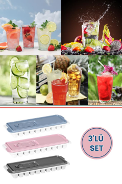 10 Bölmeli Çubuk Model Buz Kalıbı Şişe Buzu, Buzluk 3 Adet