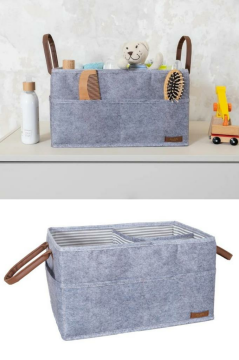 Flosoft Keçe Derili 3 Gözlü Anne Bebek Bakım Çantası, Çok Amaçlı Düzenleyici Organizer Çanta