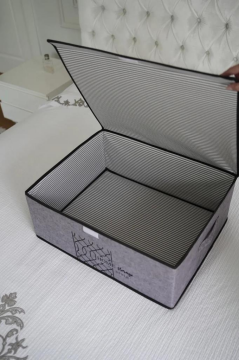 Flosoft Keçe Kapaklı Baza Hurcu, Çok Amaçlı Düzenleyici Organizer Kapaklı Kutu 50x40x19 Cm Gri