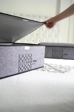 Flosoft Keçe Kapaklı Baza Hurcu, Çok Amaçlı Düzenleyici Organizer Kapaklı Kutu 50x40x19 Cm Gri