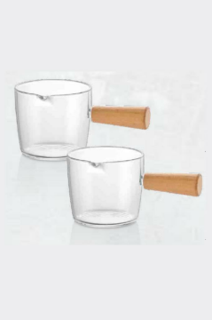 Flosoft Ahşap Saplı 2’li Mika Sosluk Takımı, Reçel Sos Baharat Kahve Yanı Sunum Seti