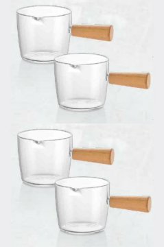 Flosoft Ahşap Saplı 4’lü Mika Sosluk Takımı, Sos Reçel Baharat Kahve Yanı Sunum Seti