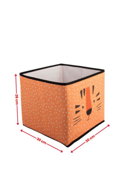 Kaplan Desenli Çocuk Odası Dolap İçi Oyuncak Düzenleyici Saklama Kutusu 30x30x28 cm