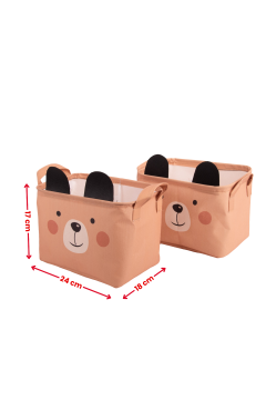 Ayıcık Desenli Kulplu Dikdörtgen Bebek Çocuk Odası Düzenleyici Organizer 2'li Set