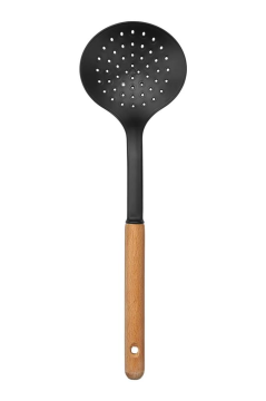 Ahşap Saplı 5’li Servis Seti, Kepçe Kaşık Kevgir Spatula Ezici Set (Yağda Kullanıma Uygun Değildir)