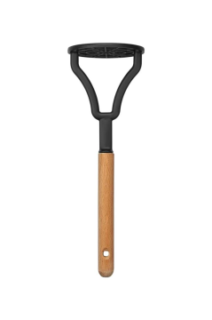 Ahşap Saplı 5’li Servis Seti, Kepçe Kaşık Kevgir Spatula Ezici Set (Yağda Kullanıma Uygun Değildir)