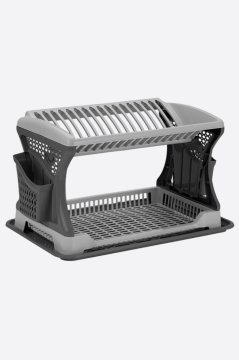 Flosoft İki Katlı Bulaşık Sepeti, Modüler Bulaşıklık Tabaklık, Bölmeli Tabak Kaşık Çatal Kurutmalık