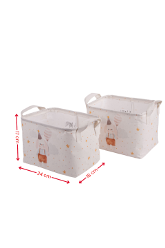 Tavşan Desenli Kulplu Dikdörtgen Bebek Çocuk Odası Düzenleyici Organizer 2'li Set